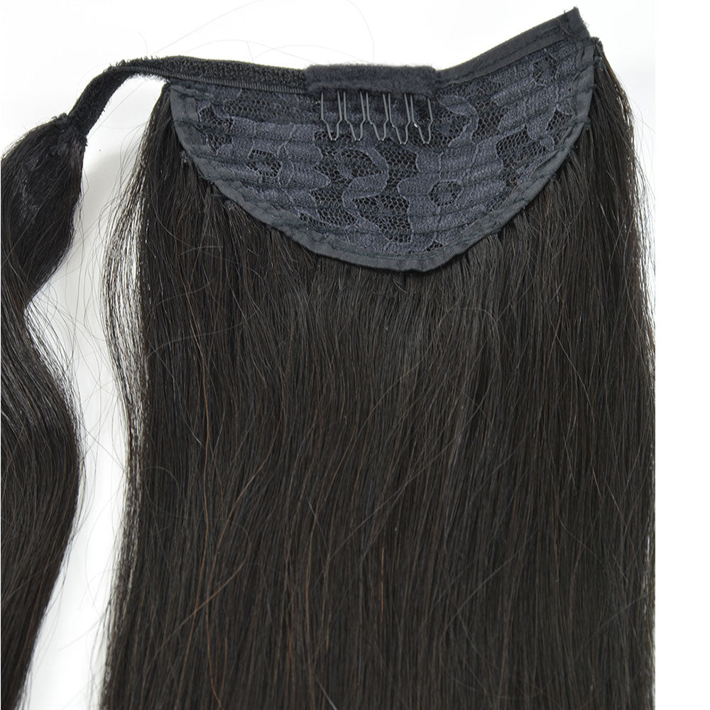 Human Hair Velcro Ponytail - Silky Straight-Thick 18"