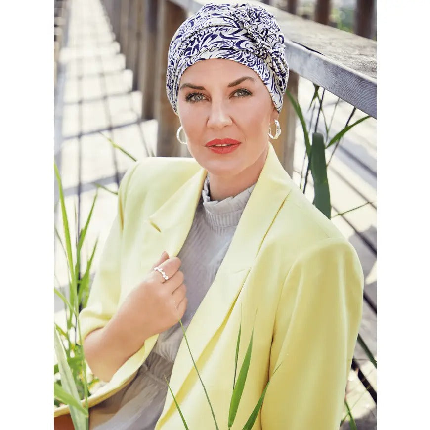 LOTUS PRINTED LINEN TURBAN (1245)