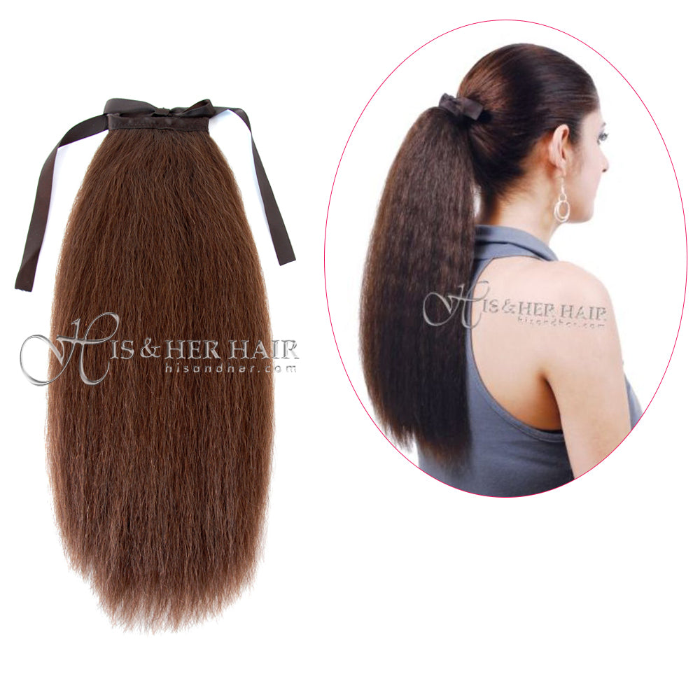 Human Hair Ponytail - Kinky Straight 14