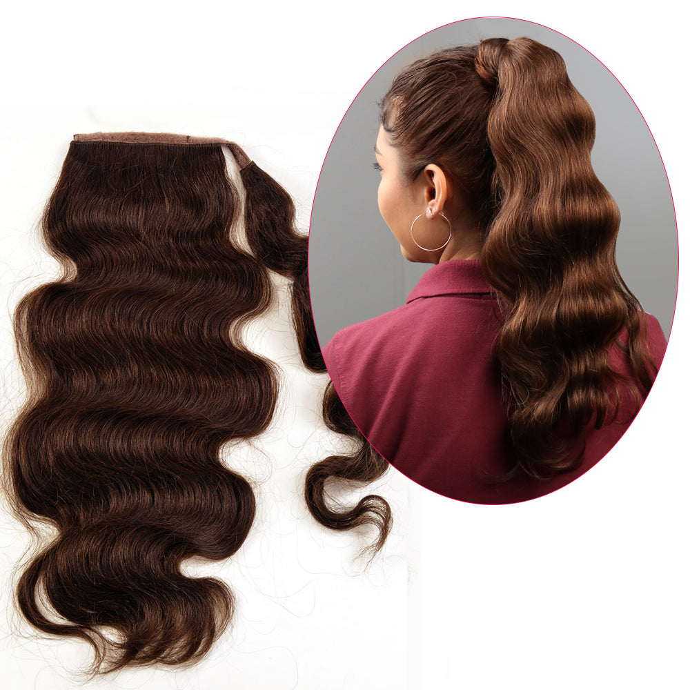 Human Hair Velcro Ponytail - Bodywave-Thick-18"