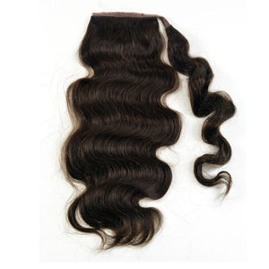 Human Hair Velcro Ponytail - Bodywave-Thick-18"